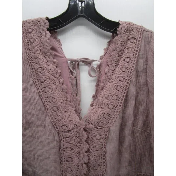 Bluivy Dress Large Fit Flare Ruffle Crochet Boho Pullover NEW - Picture 2 of 13